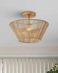 Rattan Rope Farmhouse 2-Light Flush Mount Light - IPLUS Lighting