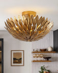 16 Inch Farmhouse Golden 3-Light Semi Flush Mount Light - IPLUS Lighting