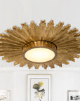 Golden Sunburst Flush Mount LED Light