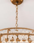 Antique Gold Farmhouse 6-Light Beaded Drum Chandelier - IPLUS Lighting