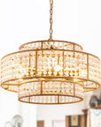 Antique Gold Farmhouse 6-Light Beaded Drum Chandelier