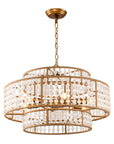 Antique Gold Farmhouse 6-Light Beaded Drum Chandelier - IPLUS Lighting