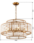 Antique Gold Farmhouse 6-Light Beaded Drum Chandelier - IPLUS Lighting