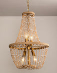 Weathered Wood Modern Beaded 4-Light Chandelier - IPLUS Lighting