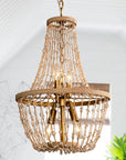 Weathered Wood Modern Beaded 4-Light Chandelier - IPLUS Lighting
