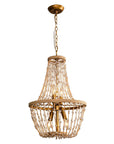 Weathered Wood Modern Beaded 4-Light Chandelier - IPLUS Lighting