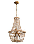 Weathered Wood Modern Beaded 4-Light Chandelier - IPLUS Lighting