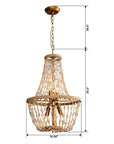 Weathered Wood Modern Beaded 4-Light Chandelier - IPLUS Lighting
