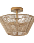 Rattan Rope Farmhouse 2-Light Flush Mount Light - IPLUS Lighting