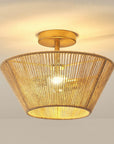 Rattan Rope Farmhouse 2-Light Flush Mount Light