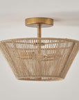 Rattan Rope Farmhouse 2-Light Flush Mount Light