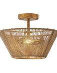 Rattan Rope Farmhouse 2-Light Flush Mount Light - IPLUS Lighting