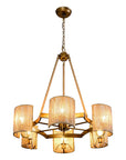 Semi-Circular 6 Light Farmhouse Rattan Chandelier - IPLUS Lighting