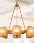 Semi-Circular 6 Light Farmhouse Rattan Chandelier - IPLUS Lighting