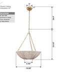 Coastal Farmhouse Wabi-Sabi 3-Light Rattan Bowl Pendant Light