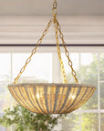 Coastal Farmhouse Wabi-Sabi 3-Light Rattan Bowl Pendant Light