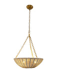 Coastal Farmhouse Wabi-Sabi 3-Light Rattan Bowl Pendant Light