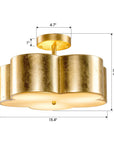 Modern Gold 3-Light Semi Flush Mount Ceiling Light - IPLUS Lighting