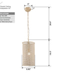 Bohemian Farmhouse Wabi-Sabi 1-Light Beige Wooden Beads Pendant Light