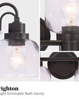 Brighton Dark Bronze 2-Light Dimmable Bathroom Vanity Light - IPLUS Lighting
