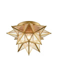 Brass Moravian Star Flush Mount Ceiling Light with Seeded Glass - IPLUS Lighting