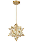 11-In Brass Moravian Star Pendant Light – Seeded Glass Shade