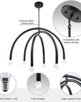 Caboche Mid Century Modern Black 6 Light Dimmable Chandelier - IPLUS Lighting