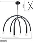 Caboche Mid Century Modern Black 6 Light Dimmable Chandelier - IPLUS Lighting