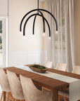 Caboche Mid Century Modern Black 6 Light Dimmable Chandelier