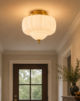 3-Light Flush Mount Ceiling Light in Gold Brass Finish