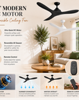 56" Modern DC Motor Reversible Ceiling Fan