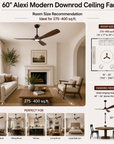 60 Inch Alexi Modern Downrod Ceiling Fan