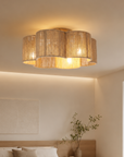 21" Rattan Farmhouse Flower Shape Ceiling Fan