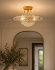 3 Light Golden 16 Inch Semi Flush Mount Ceiling Light