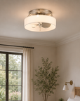 13" Veyra Modern Flush Mount Ceiling Fan With Light