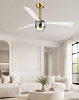 52" Noxis Cylindrical Glass Antique Copper Ceiling Fan