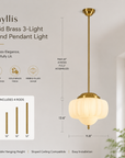 Phyllis Gold Brass 3-Light Island Pendant Light