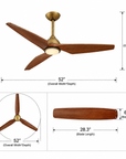 52" Jared Modern Solid Wood Blade LED Ceiling Fan
