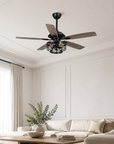 52" Paquette Industrial Cage Matte Black Ceiling Fan With Light