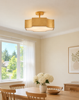 Vintage 3-Light Semi Flush Mount Golden Ceiling Light