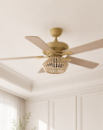 52" Pune Farmhouse Reversible Wood Downrod Ceiling Fan With Light