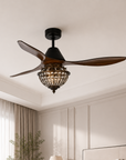 52" Vicky 3-Blade Farmhouse Crystal Ceiling Fan