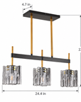 24.4" Sean 3-Light Linear Pendant with Artisan Glass Shades
