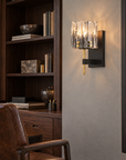 Sean 1-Light Black Wall Sconce with Textured Glass Shade