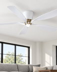 52" Aven Modern White 6-Blade Flush Mount Ceiling Fan