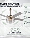 52" Archer Modern Satin Nickel Downrod Ceiling Fan With Light