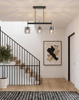 24.4" Sean 3-Light Linear Pendant with Artisan Glass Shades