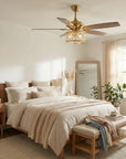 52" Golden Industrial Crystal Ceiling Fan