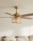 52" Golden Industrial Crystal Ceiling Fan