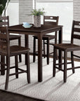 36"H Solid Rubberwood and Wood Veneer 5-Piece Counter Height Table Set